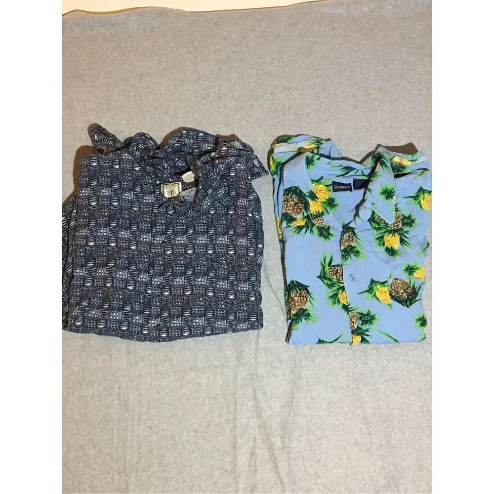 Lot of 2 Mens Plus Size 3XL Button Up Shirts Novelty Print Pineapple Abstract